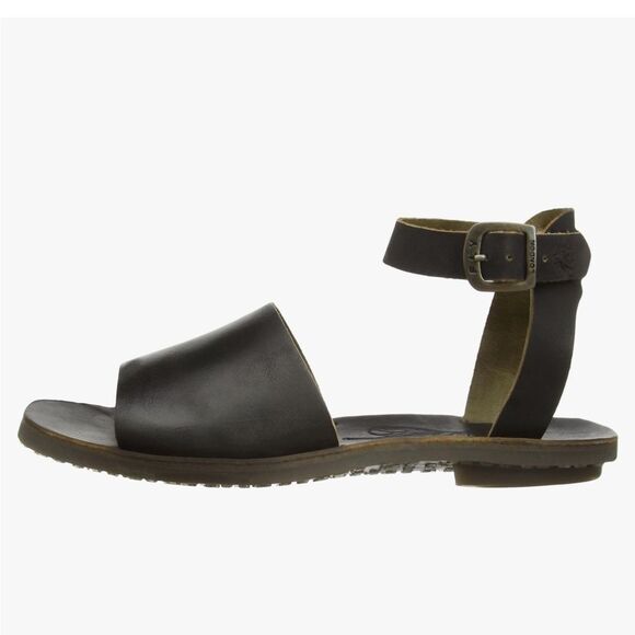 Fly London Black Leather Ankle Strap Sandals - Picture 2 of 13